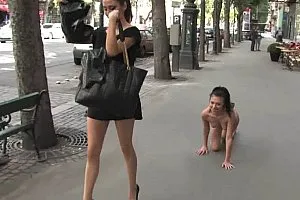 European girl enslaved in public